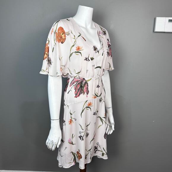 Reiss Dress Size 2 UK 6 Ruby Floral flutter sleeve jazz feminine flirty - Picture 5 of 14